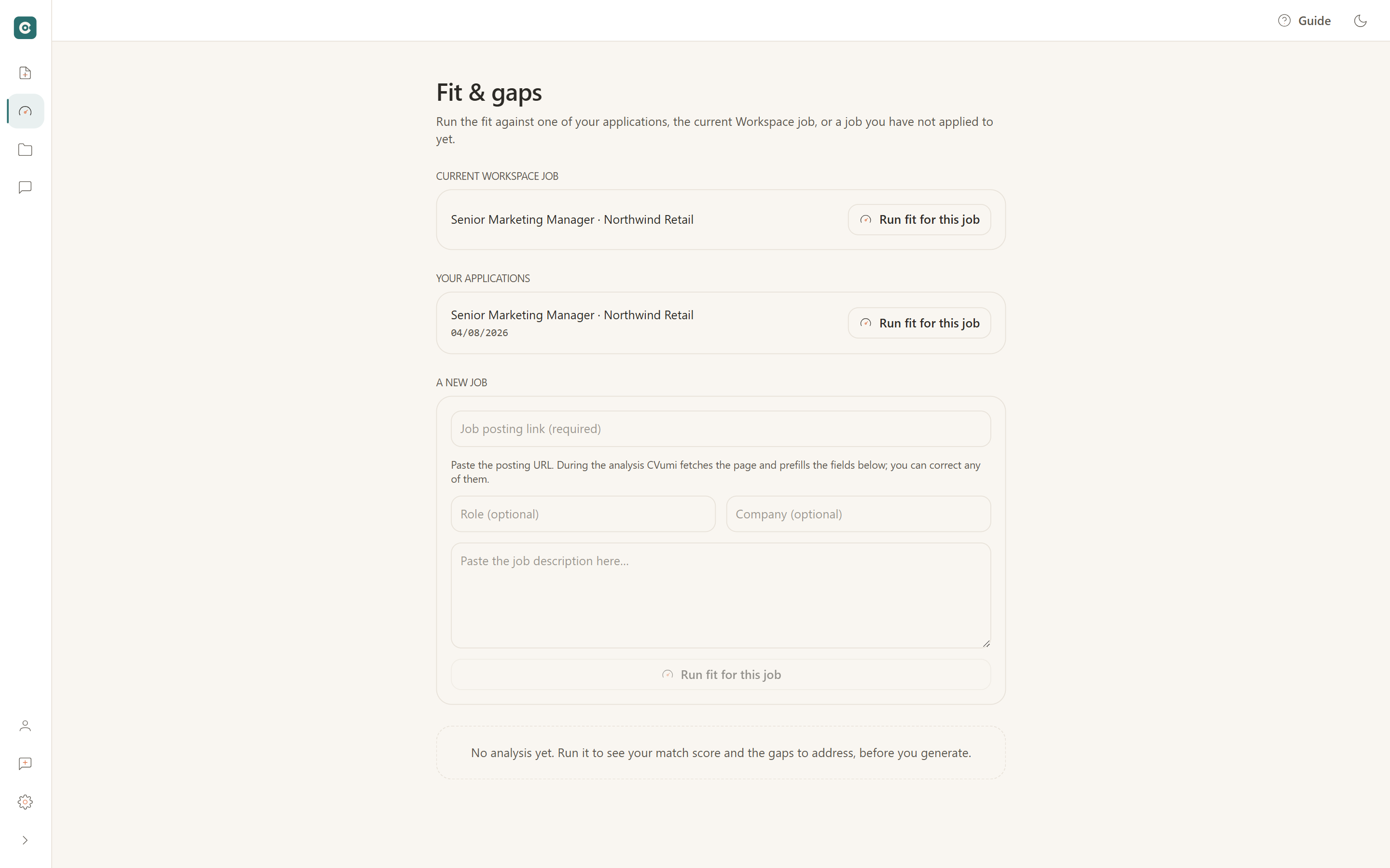 CVumi app screen